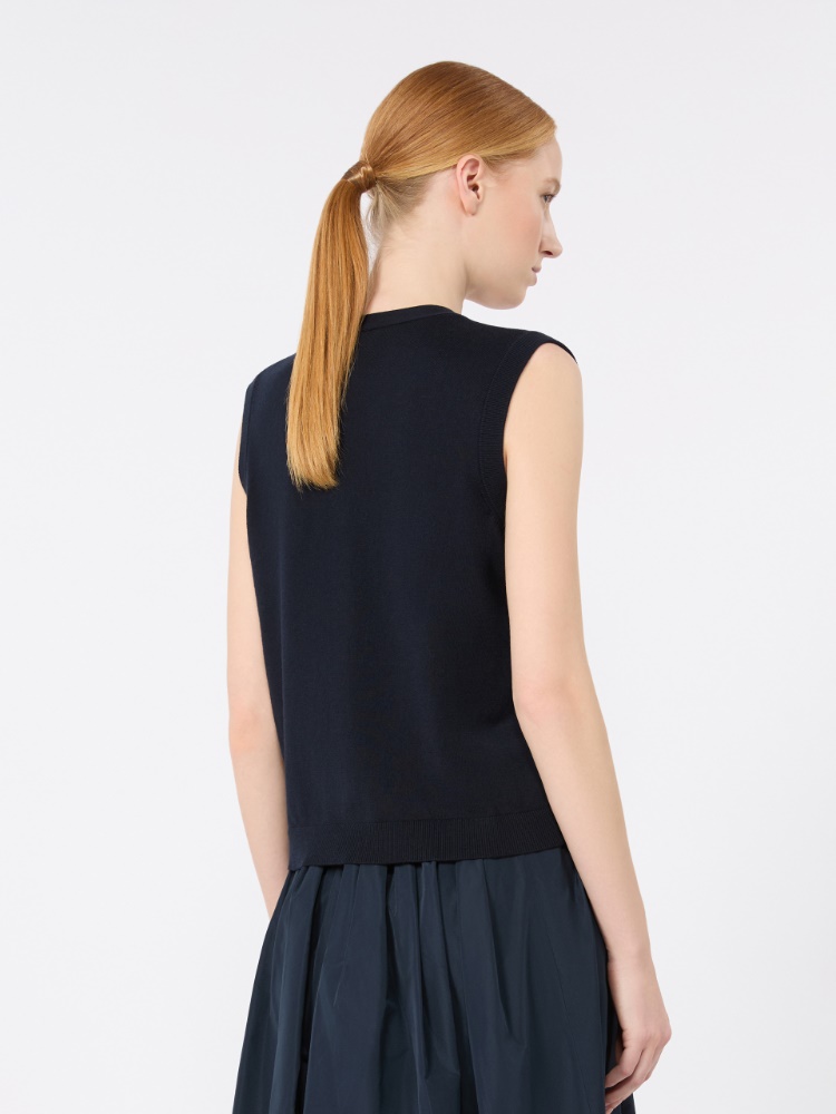 Cotton, silk and cashmere yarn gilet - ULTRAMARINE - Max Mara - 3