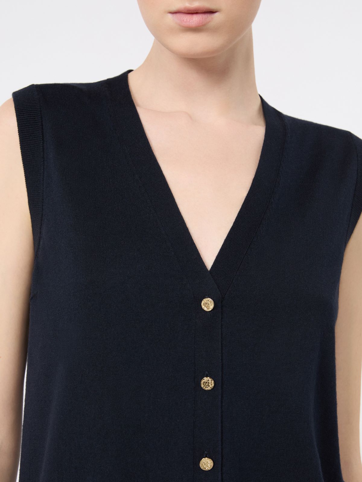 Cotton, silk and cashmere yarn gilet - ULTRAMARINE - Max Mara - 4