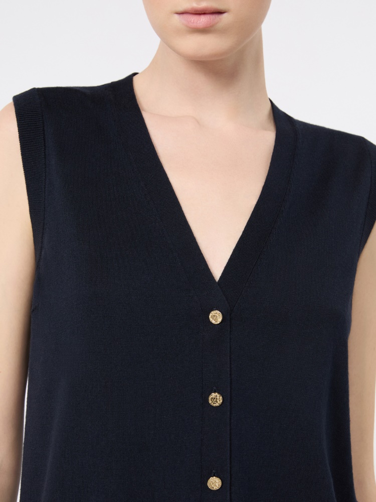 Cotton, silk and cashmere yarn gilet - ULTRAMARINE - Max Mara - 4