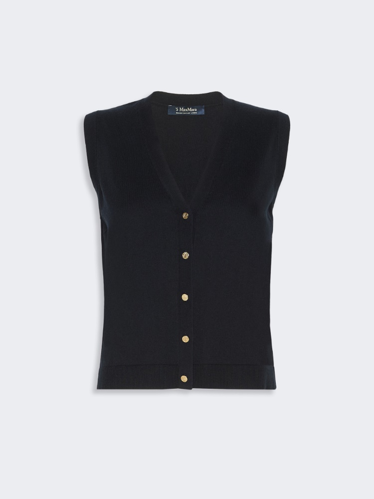 Cotton, silk and cashmere yarn gilet - ULTRAMARINE