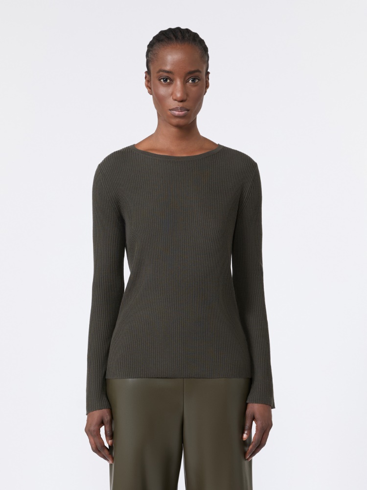 Ribbed woollen yarn jumper - KAKI - 2