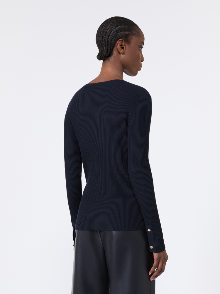Ribbed woollen yarn jumper - ULTRAMARINE - 3