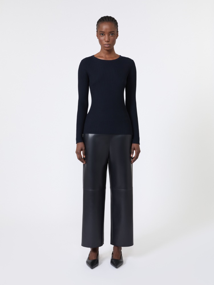 Ribbed woollen yarn jumper - ULTRAMARINE - 1