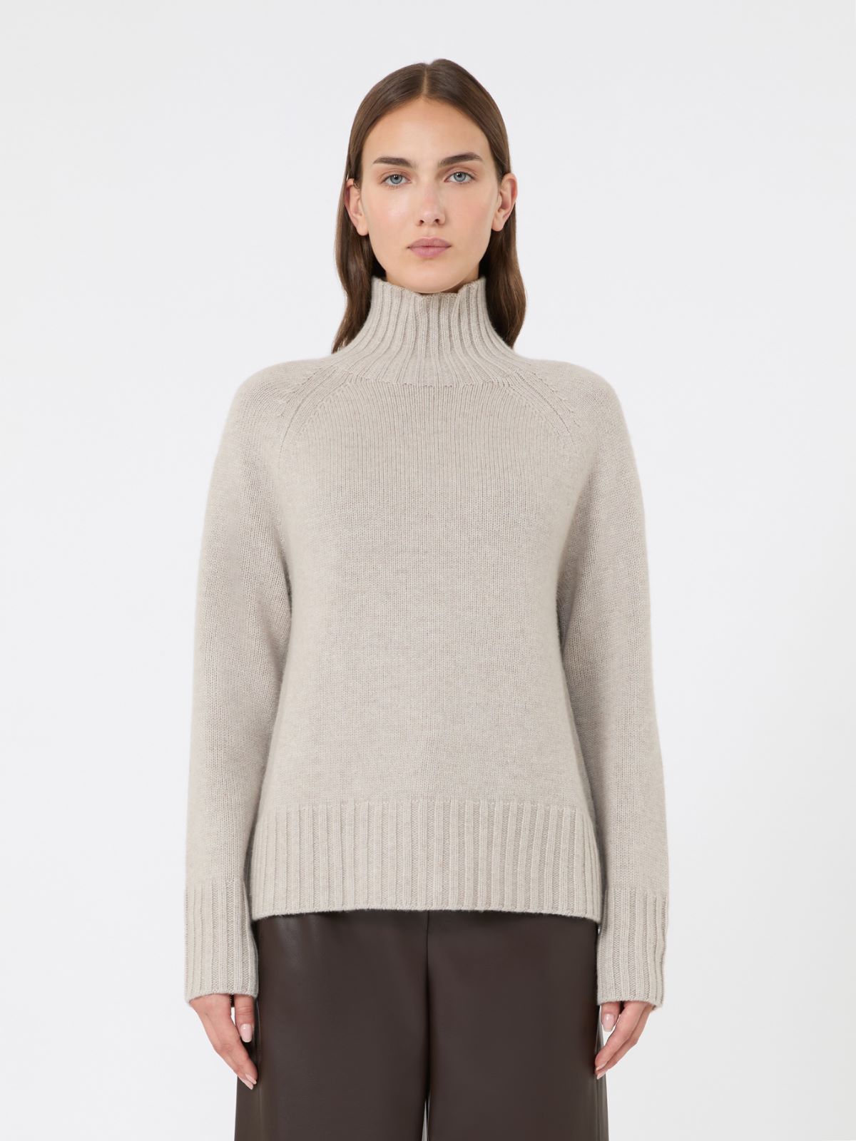 Jersey de cuello alto de hilado de lana y cachemira - BEIGE - Max Mara - 2