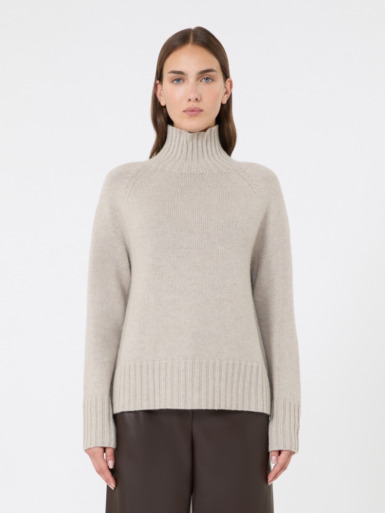 Jersey de cuello alto de hilado de lana y cachemira - BEIGE - Max Mara - 2