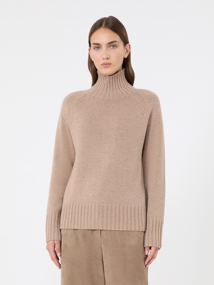 Jersey de cuello alto de hilado de lana y cachemira - ARCILLA - Max Mara - 2