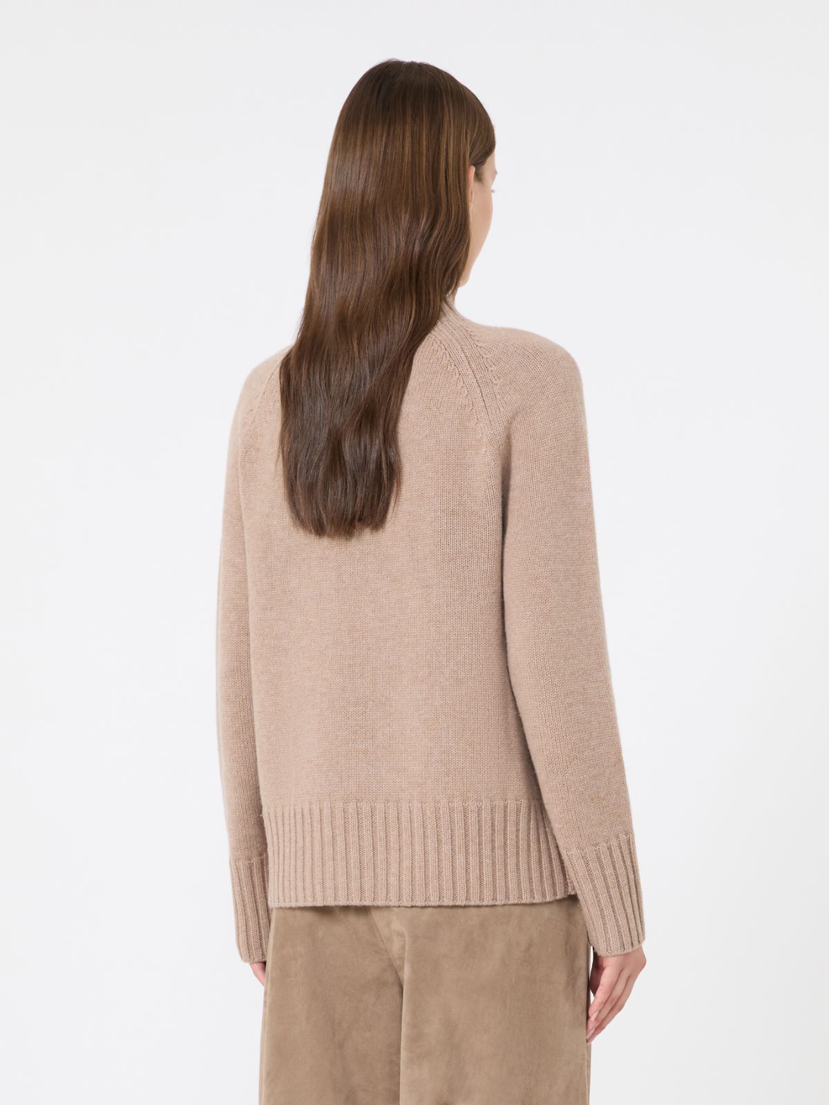 Jersey de cuello alto de hilado de lana y cachemira - ARCILLA - Max Mara - 3