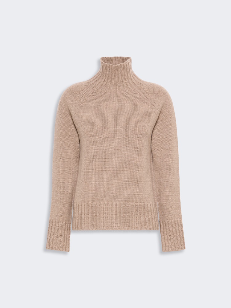 Jersey de cuello alto de hilado de lana y cachemira - ARCILLA - Max Mara - 5