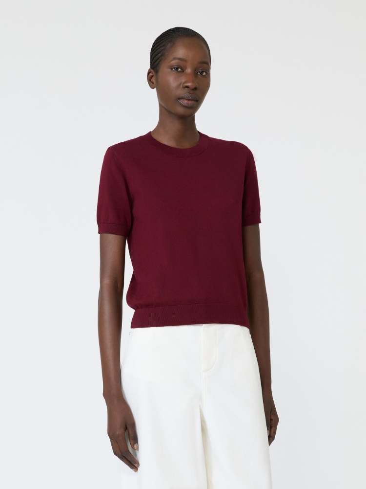 Cashmere, cotton and silk yarn jumper - DARK RED - 2