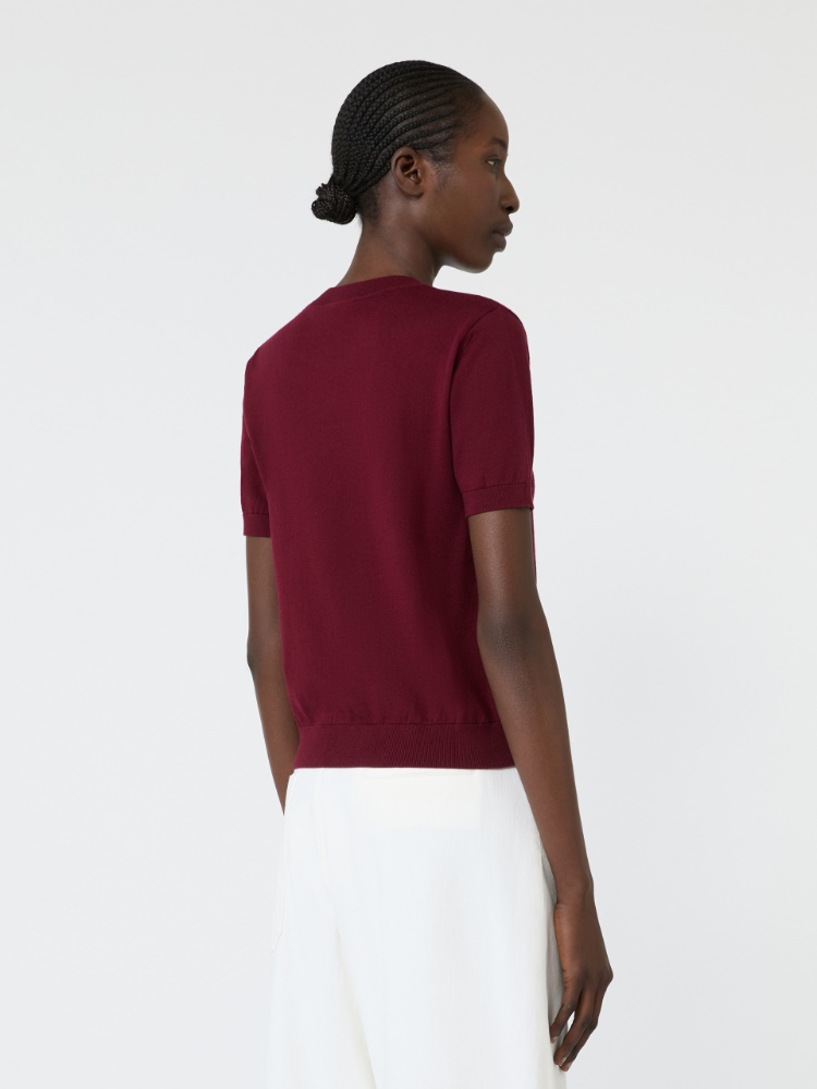 Cashmere, cotton and silk yarn jumper - DARK RED - 3