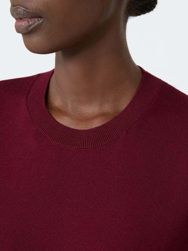 Cashmere, cotton and silk yarn jumper - DARK RED - 4