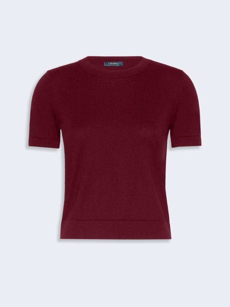 Cashmere, cotton and silk yarn jumper - DARK RED - 5