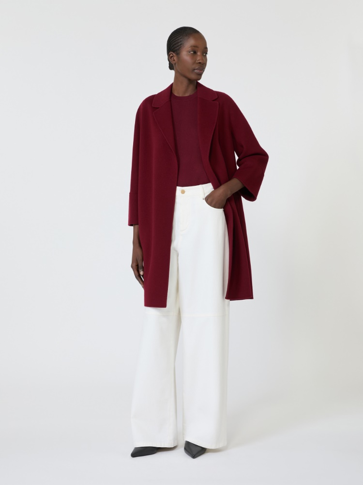 Cashmere, cotton and silk yarn jumper - DARK RED