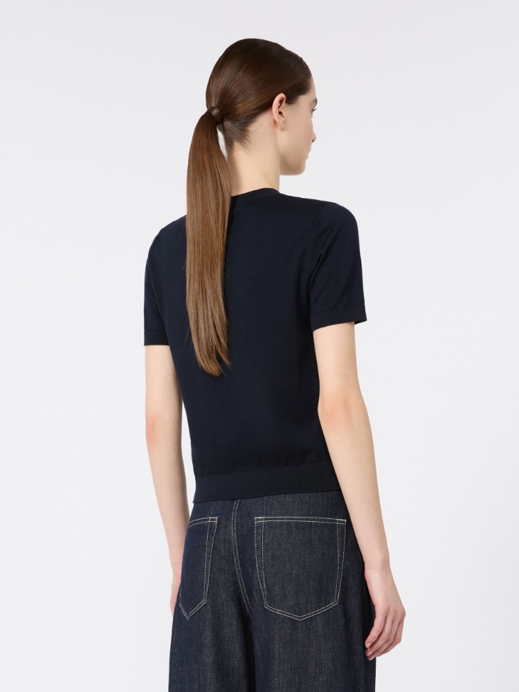 Cashmere, cotton and silk yarn jumper - ULTRAMARINE - 3