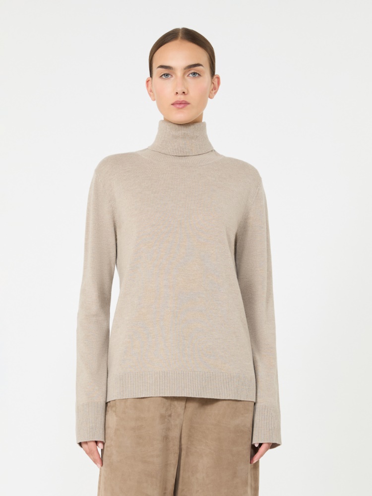 Pull à col roulé en laine avec écussons à logo - BEIGE - Max Mara - 2