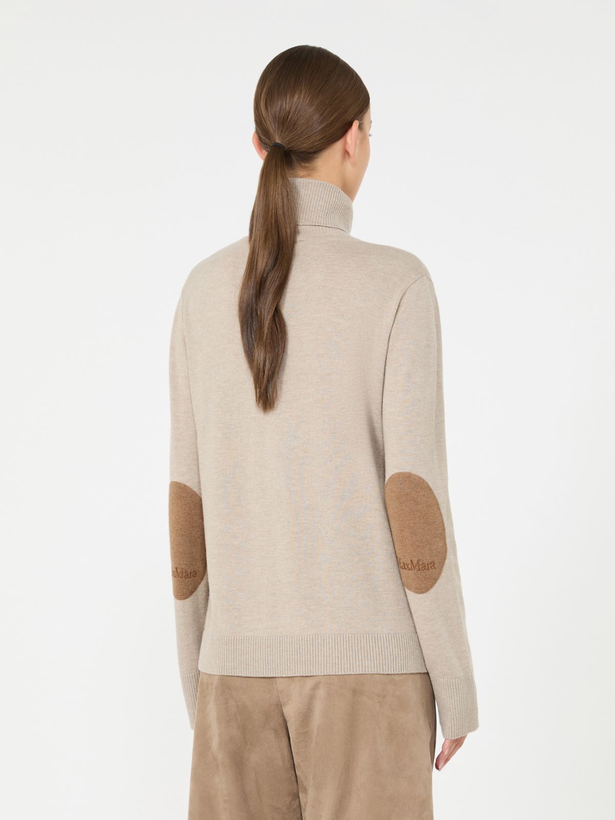 Pull à col roulé en laine avec écussons à logo - BEIGE - Max Mara - 3