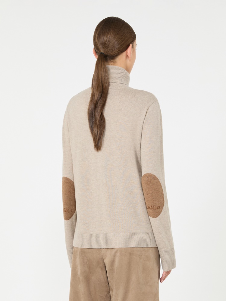 Pull à col roulé en laine avec écussons à logo - BEIGE - Max Mara - 3