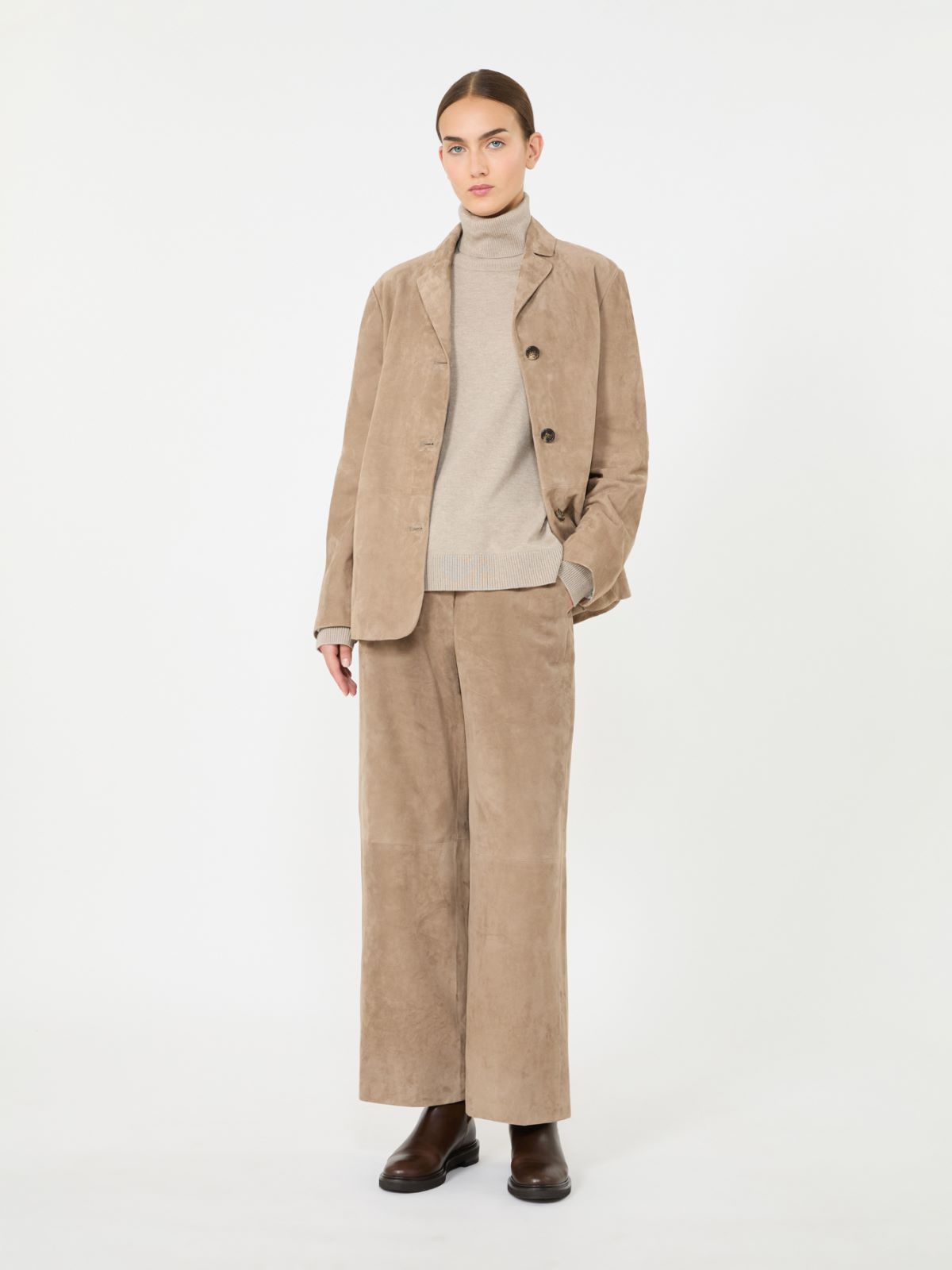 Pull à col roulé en laine avec écussons à logo - BEIGE - Max Mara