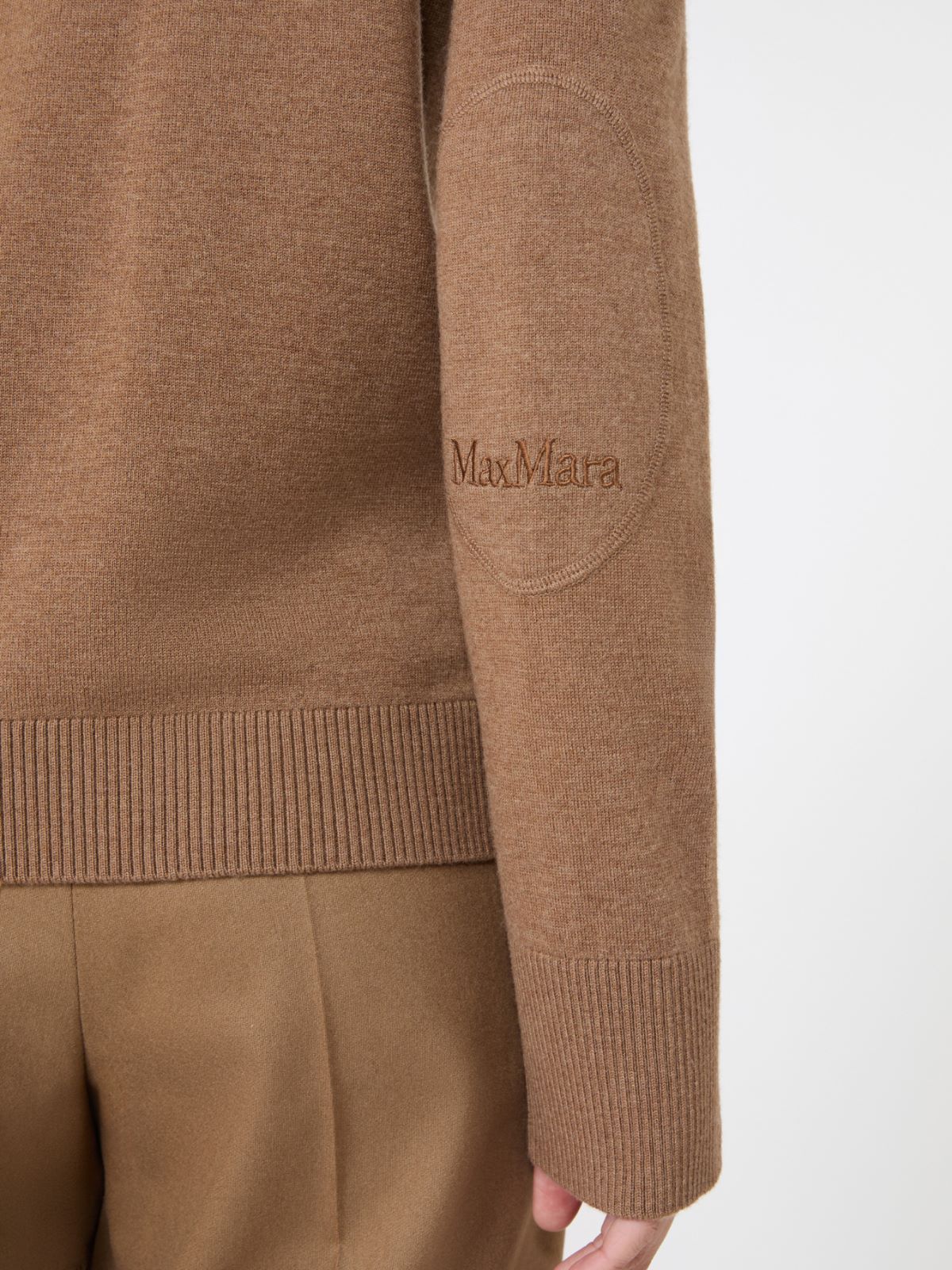 Wool polo-neck sweater with branded patch detail - CAMEL - Max Mara - 5