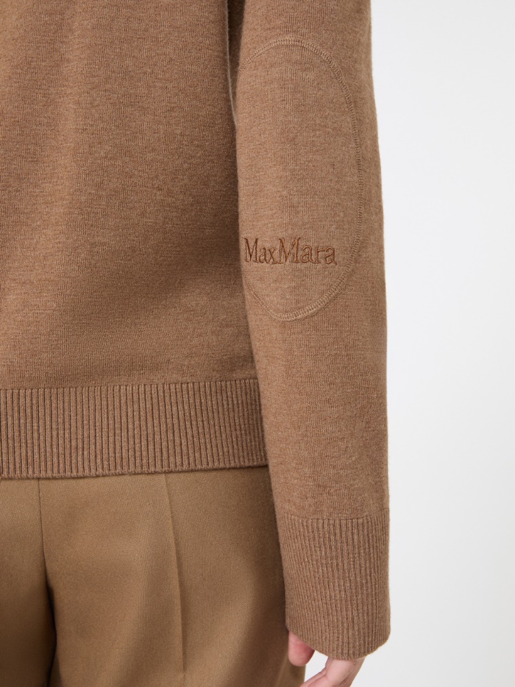 Wool polo-neck sweater with branded patch detail - CAMEL - Max Mara - 5