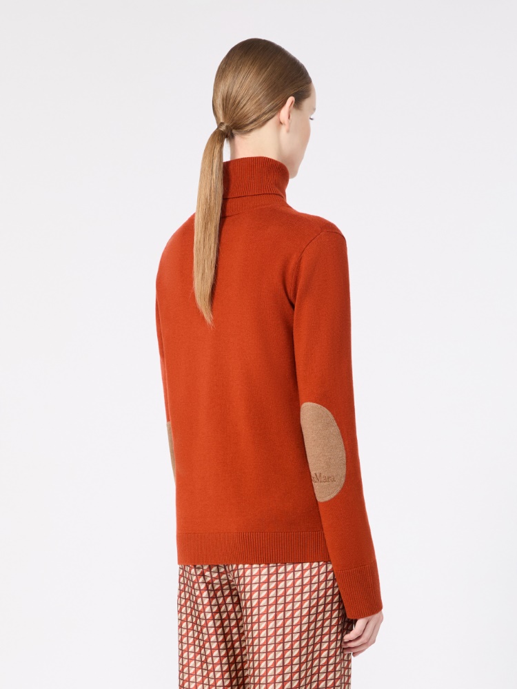 Wool polo-neck sweater with branded patch detail - ORANGE - Max Mara - 3