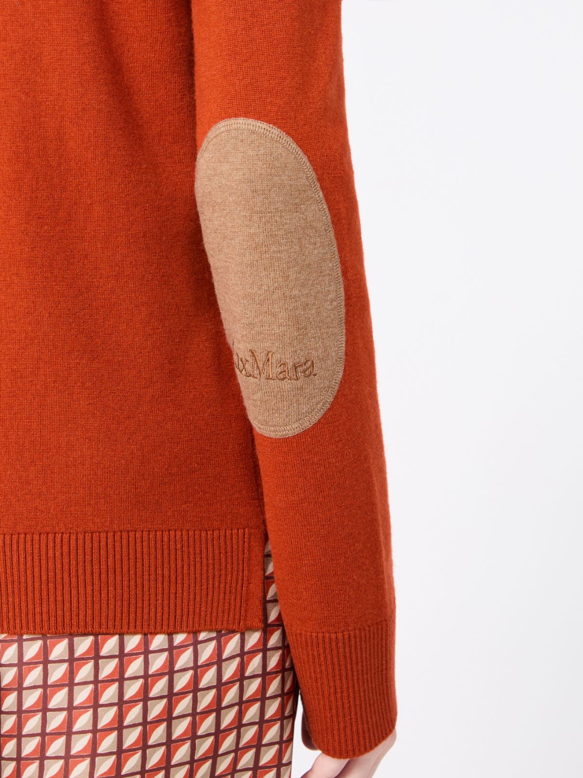 Wool polo-neck sweater with branded patch detail - ORANGE - Max Mara - 4