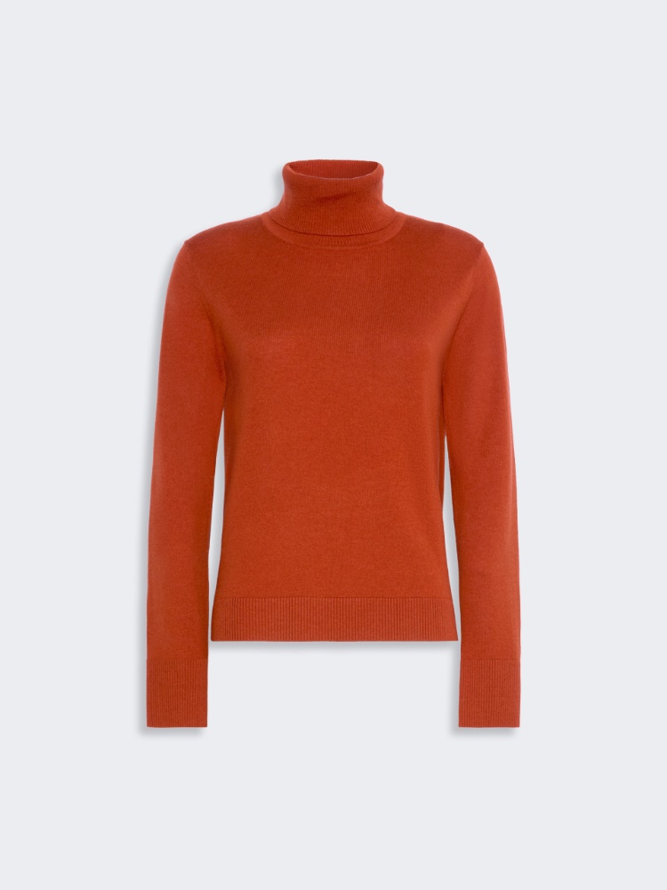 Wool polo-neck sweater with branded patch detail - ORANGE - Max Mara - 5