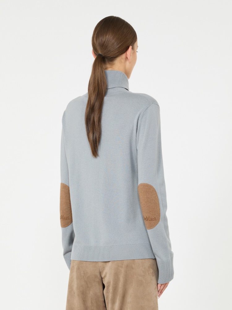 Wool polo-neck sweater with branded patch detail - LIGHT BLUE - Max Mara - 3