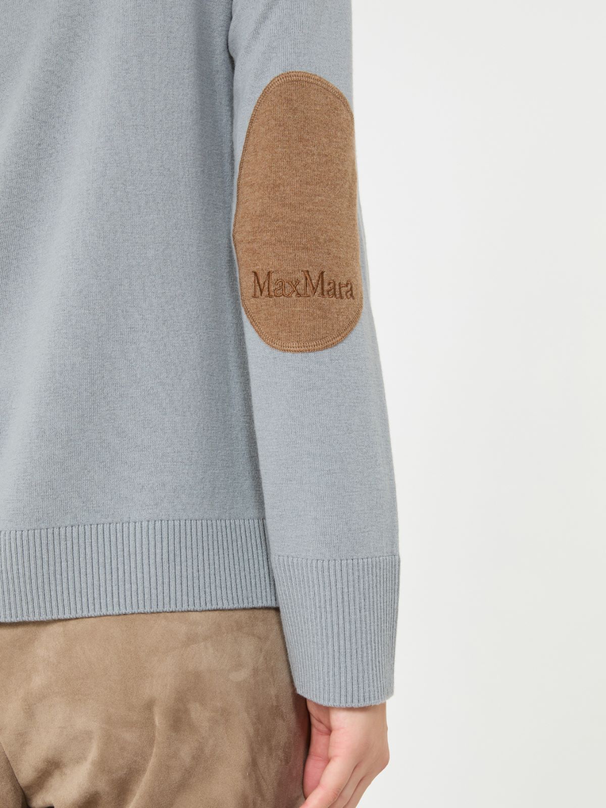 Wool polo-neck sweater with branded patch detail - LIGHT BLUE - Max Mara - 4