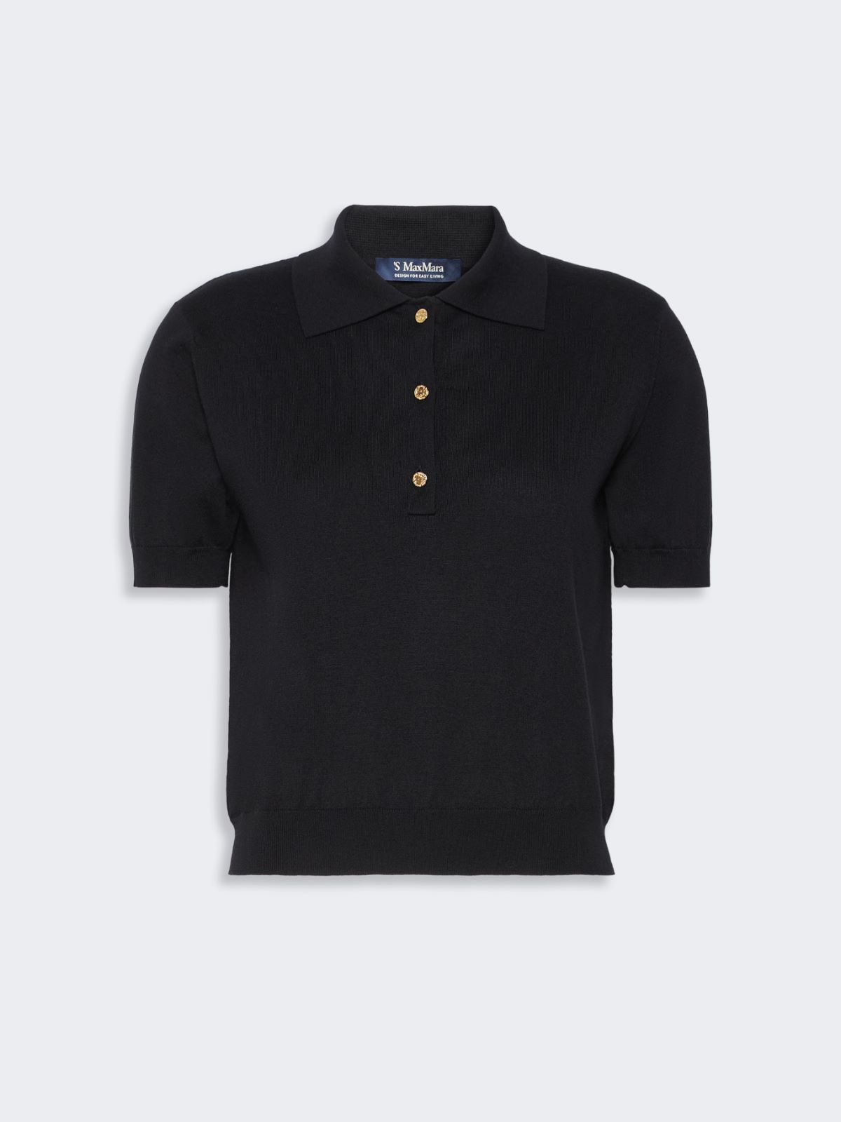 Polo shirt in cotton, silk and cashmere yarn - BLACK - Max Mara - 5