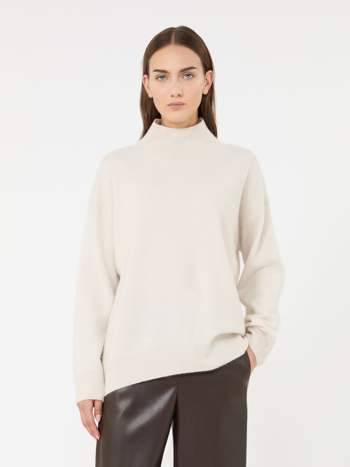 Brushed wool polo-neck sweater - SAND - Max Mara - 2