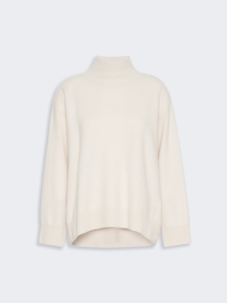 Brushed wool polo-neck sweater - SAND