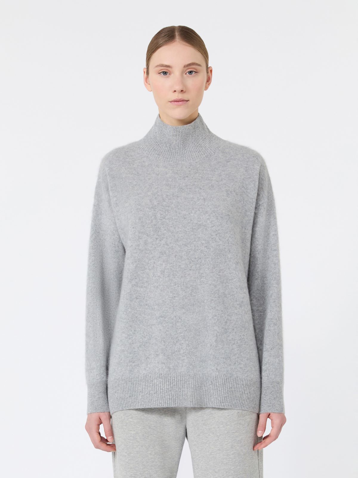 Brushed wool polo-neck sweater - MEDIUM GREY - Max Mara - 2