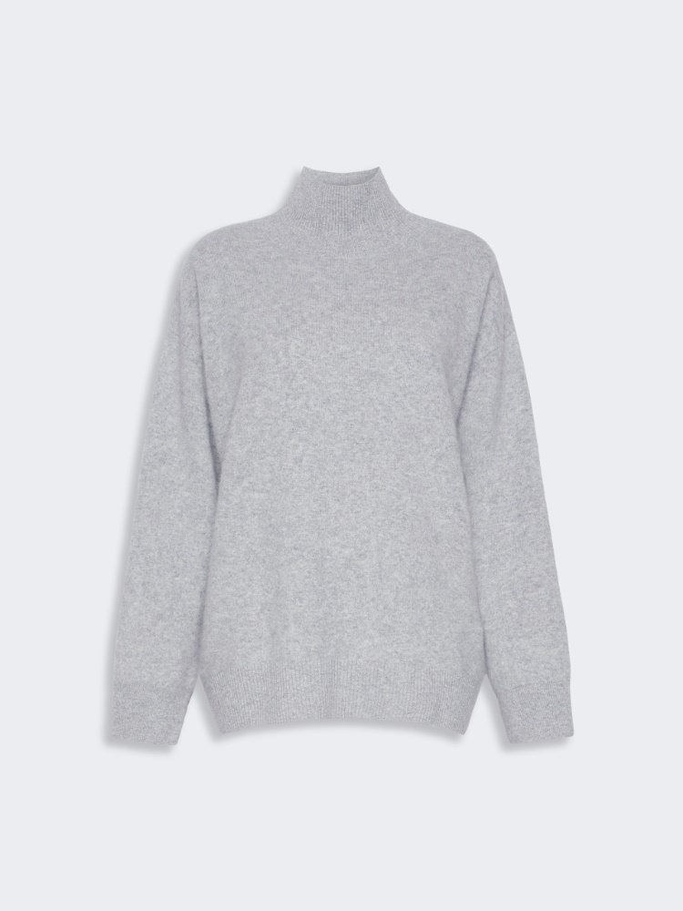 Brushed wool polo-neck sweater - MEDIUM GREY