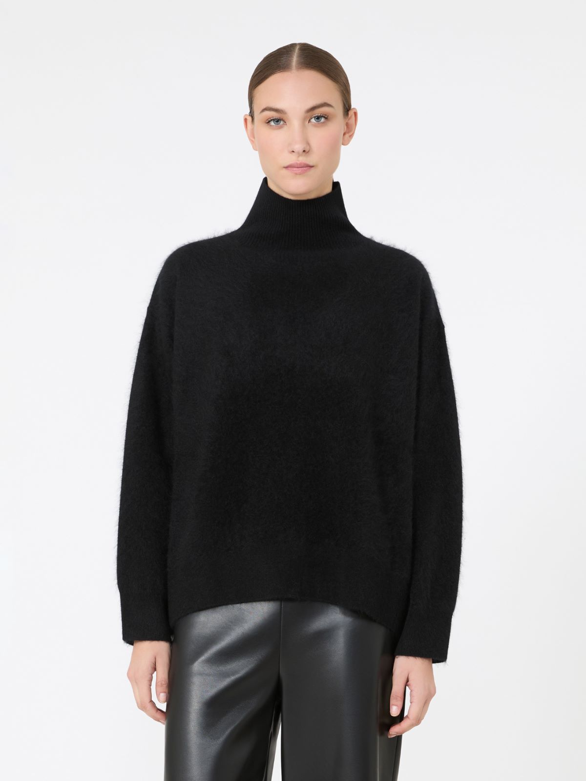 Brushed wool polo-neck sweater - BLACK - Max Mara - 2