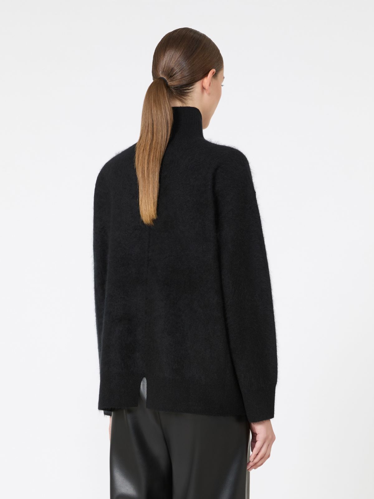 Brushed wool polo-neck sweater - BLACK - Max Mara - 3