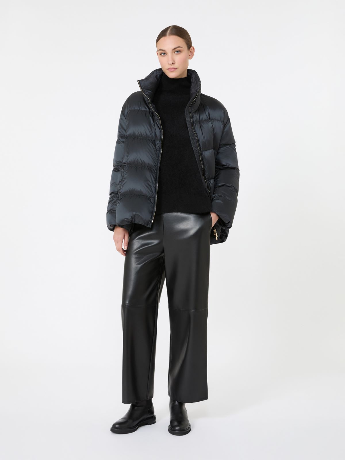Brushed wool polo-neck sweater - BLACK