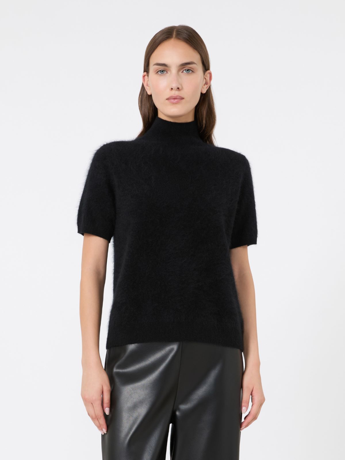 Brushed wool yarn polo-neck sweater - BLACK - Max Mara - 2