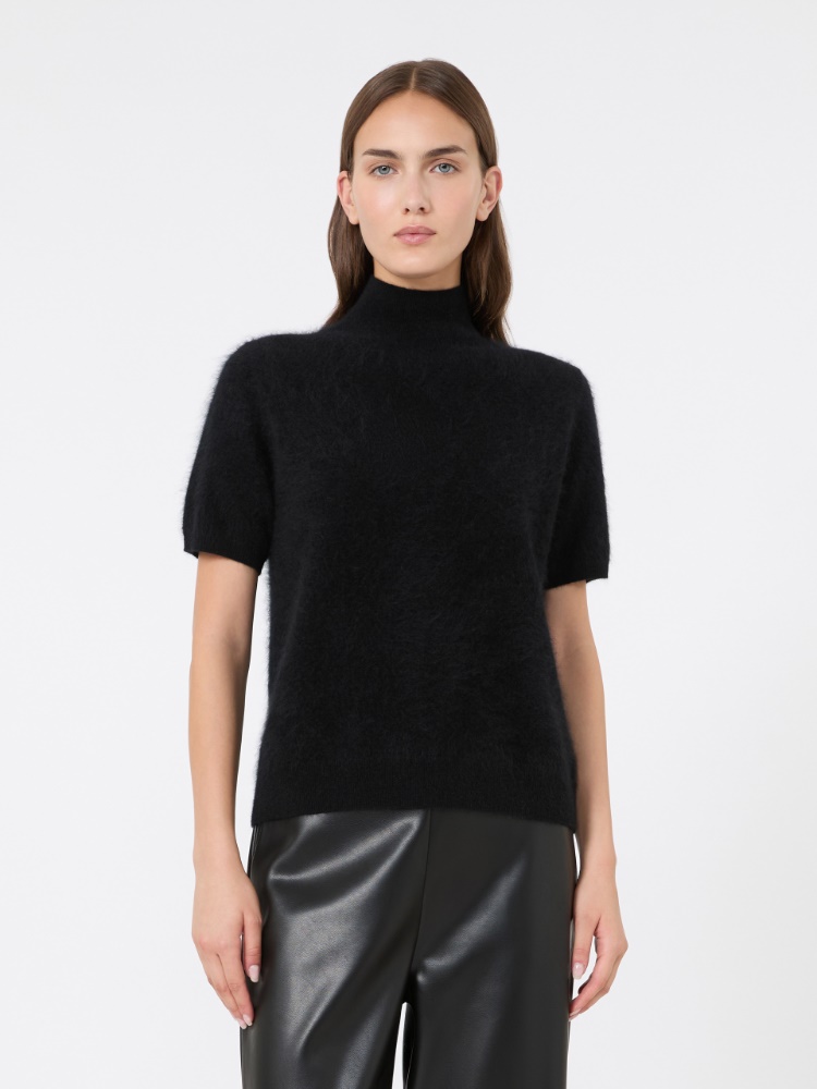 Brushed wool yarn polo-neck sweater - BLACK - Max Mara - 2