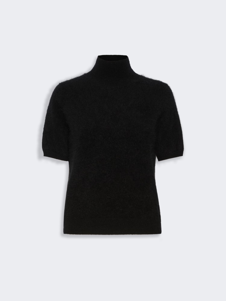 Brushed wool yarn polo-neck sweater - BLACK - Max Mara - 4