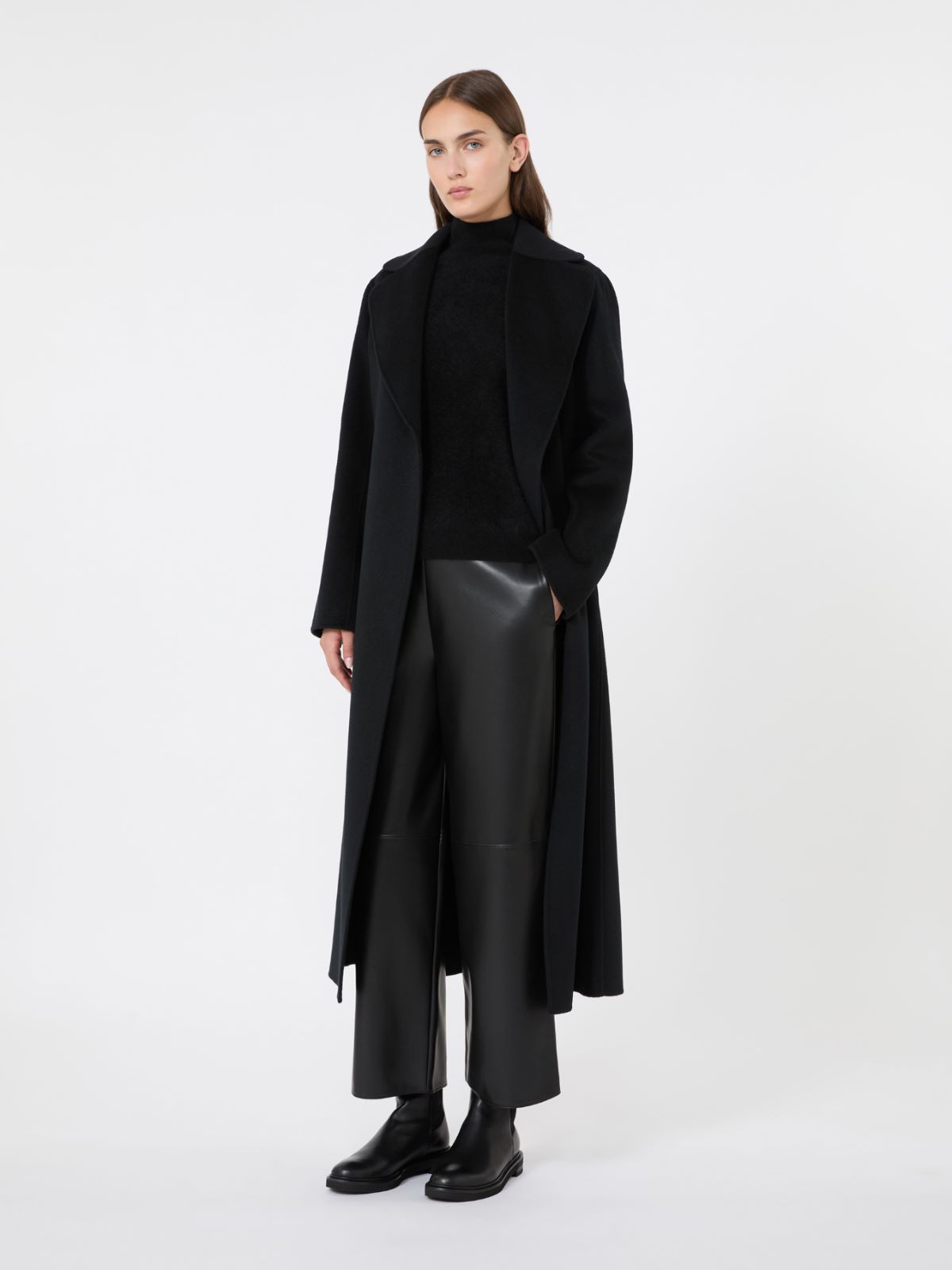Brushed wool yarn polo-neck sweater + BLACK - Max Mara