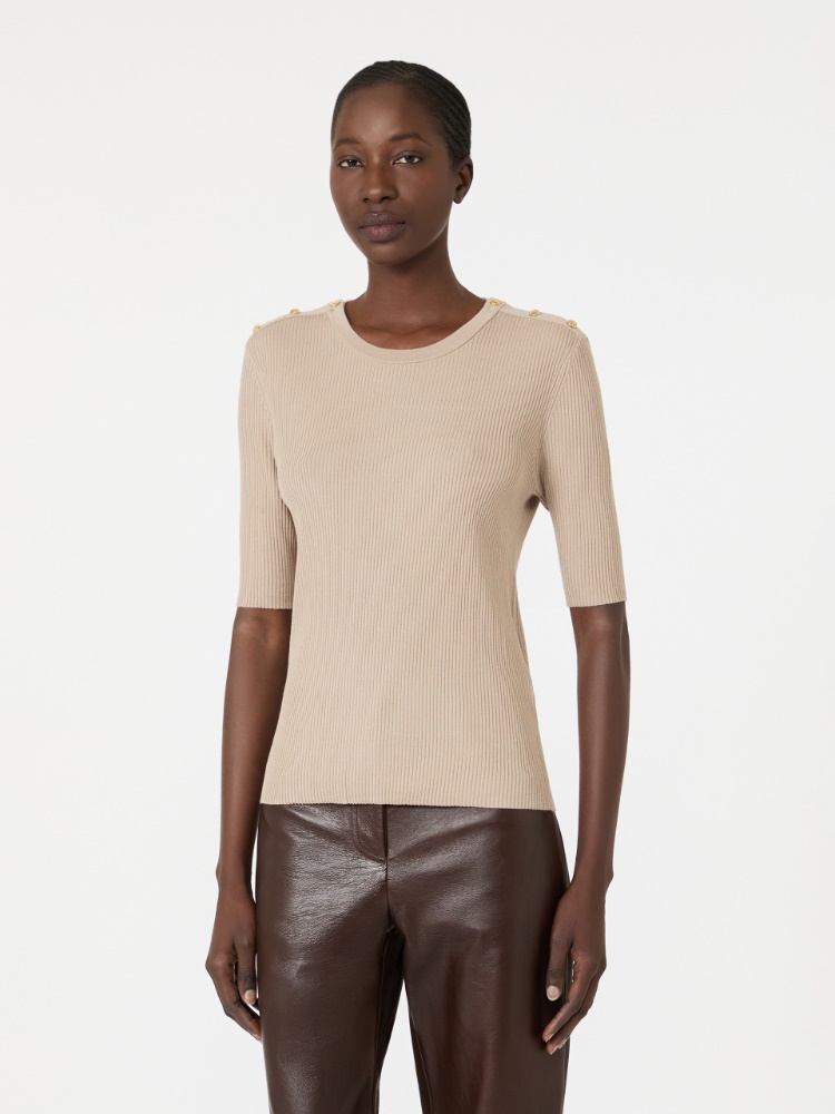 Ribbed woollen yarn jumper - BEIGE - 2