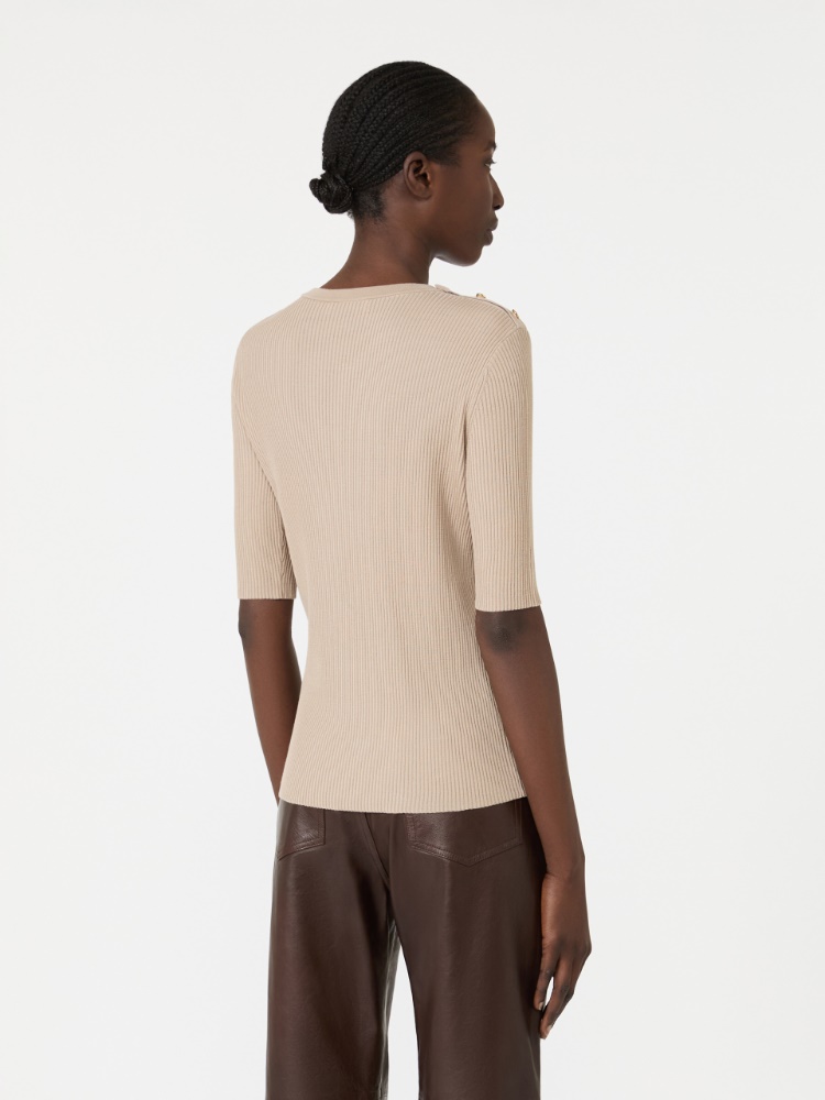 Ribbed woollen yarn jumper - BEIGE - 3