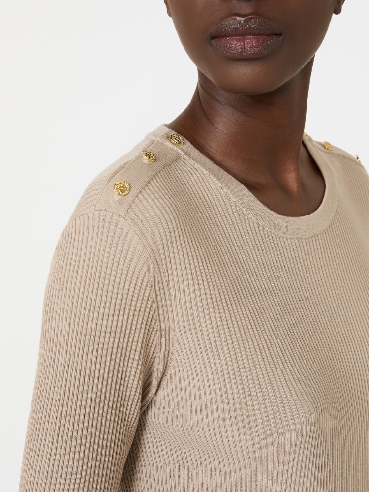 Ribbed woollen yarn jumper - BEIGE - 4