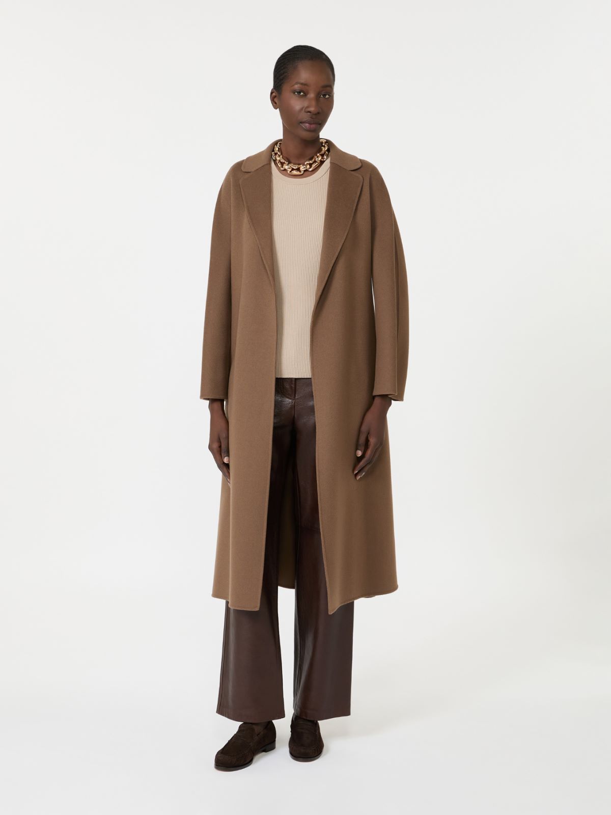 Ribbed woollen yarn jumper - BEIGE