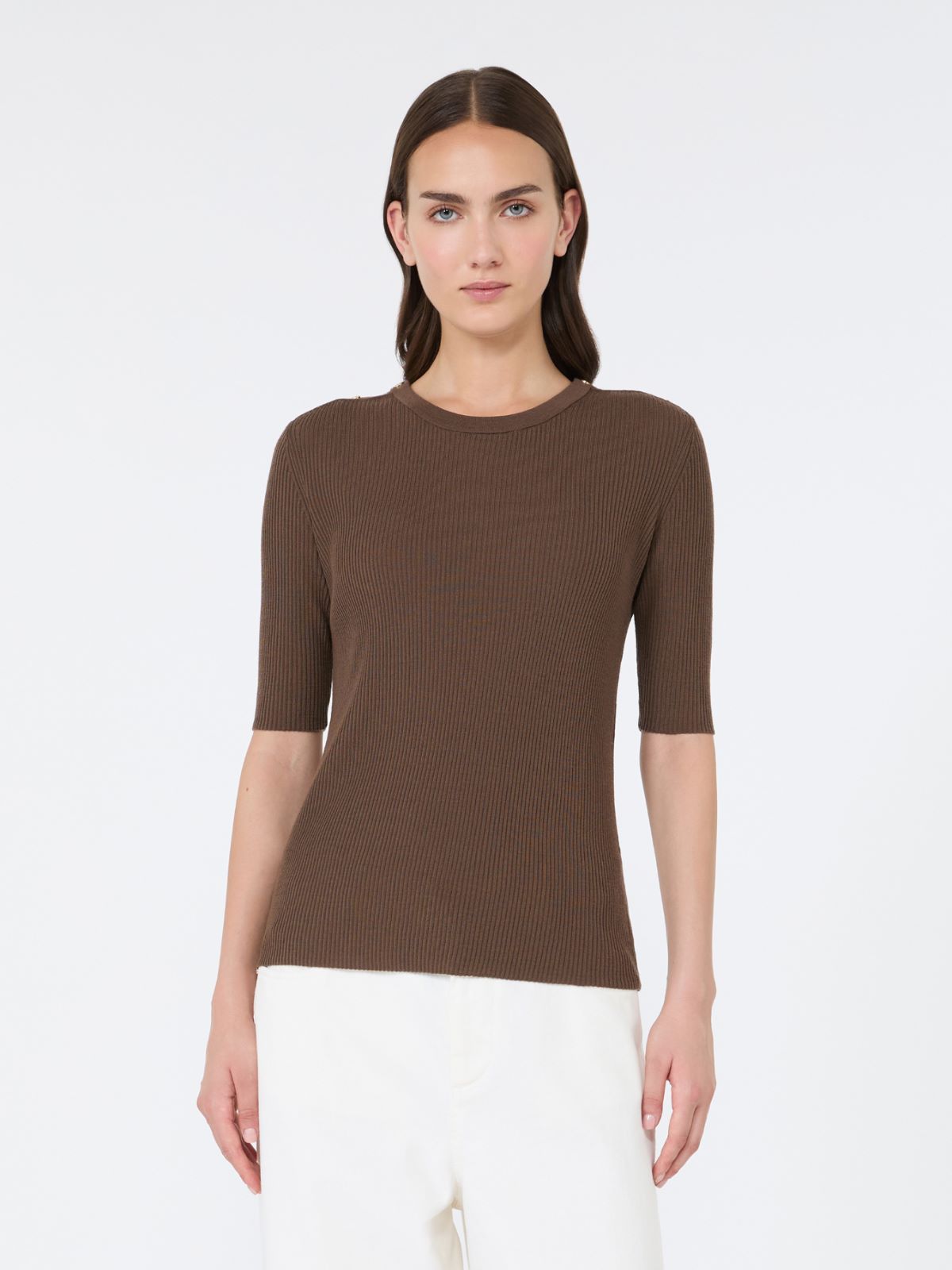 리비에라 버진울 탑 - BROWN - Max Mara - 2