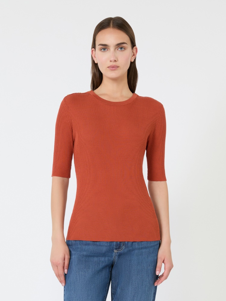 Ribbed woollen yarn jumper - ORANGE - 2