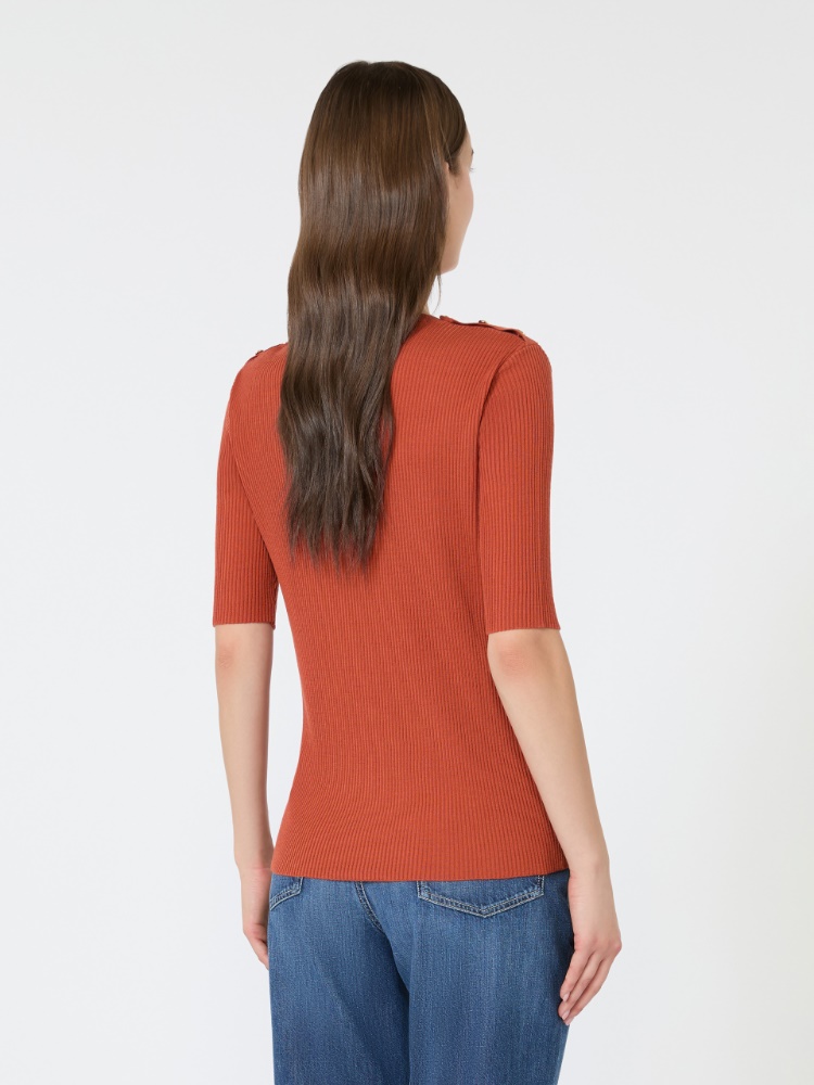 Ribbed woollen yarn jumper - ORANGE - 3