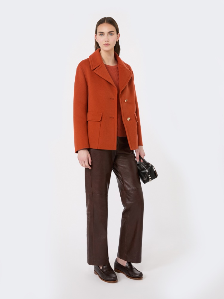 Ribbed woollen yarn jumper - ORANGE