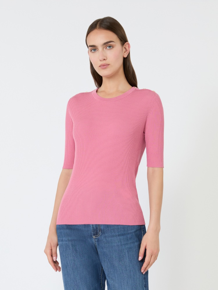 Ribbed woollen yarn jumper - PINK - 2